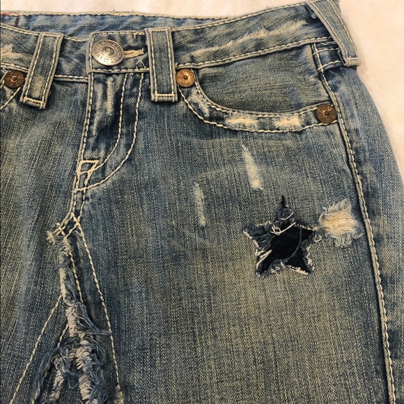 TRUE RELIGION rare patchwork denim skirt - 00s vintage - Picture 3 of 7